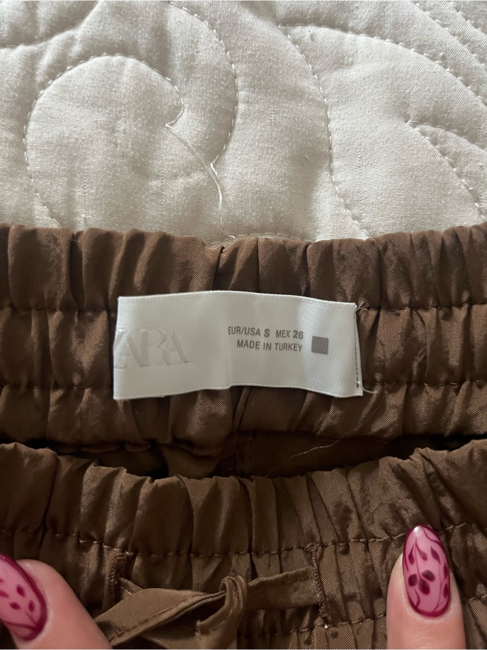 Zara Brown Elastic-Waist Track Pants Size Small - Picture 2 of 5